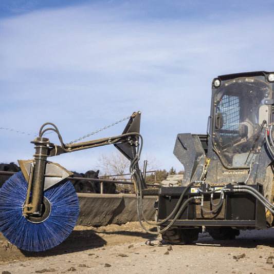 Maxx Attachments Bunk Sweeper. Skid Steer & Wheel Loader Compatible, Telescoping Arm, Poly Bristles, Hydraulic Motor, Manufactured in USA, MAX-2115D4
