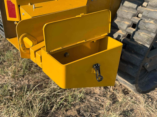 Maxx Attachments Storage Box (Left) for Skid Steers, Dual-Purpose Counterweight Design, Heavy-Duty Steel Construction, Lockable Latch, MAX-8020D1